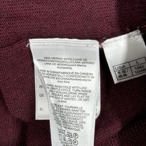 Brooks Brothers Sweater Men Large Burgundy Red Merino Wool Casual Preppy Classic - Picture 7 of 8